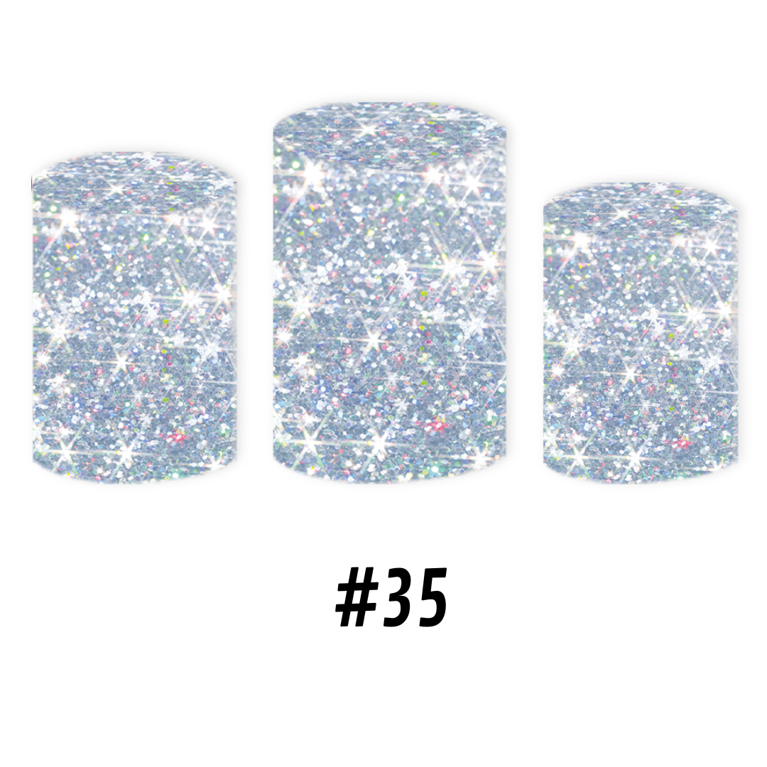 Set Housse rond Bleu paillette