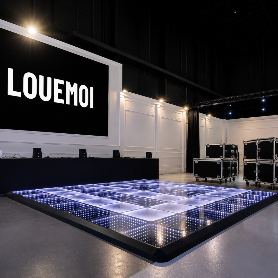 Piste de Danse Miroir/Blanc 4,80mx4,80m